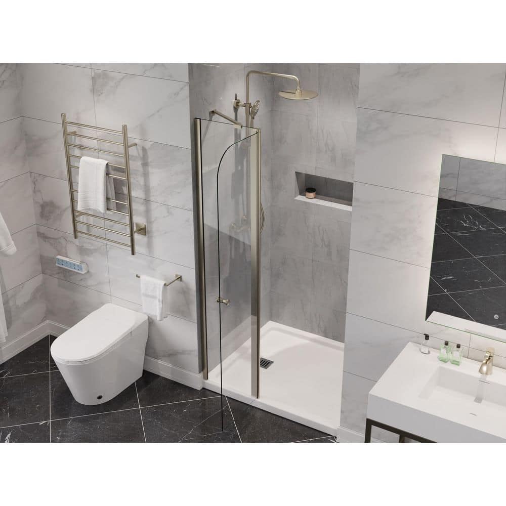 ANZZI 72-Inch Frameless Clear Glass Shower Door with Brushed Nickel Finish