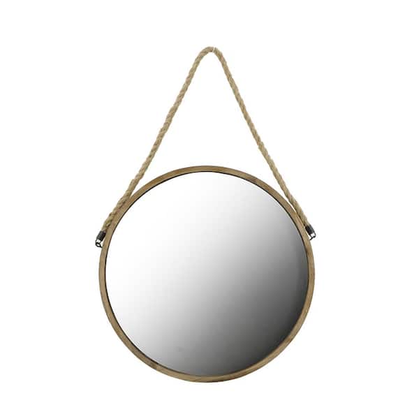 Whatseaso 18.90 in. W x 18.90 in. H Round Framed Rectangular Wall Bathroom Vanity Mirror in Brown