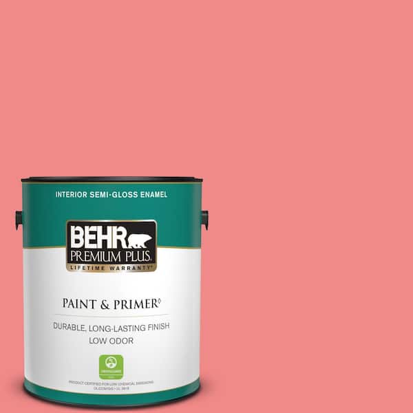BEHR PREMIUM PLUS 1 gal. #150B-5 Cheery Semi-Gloss Enamel Low Odor Interior Paint & Primer