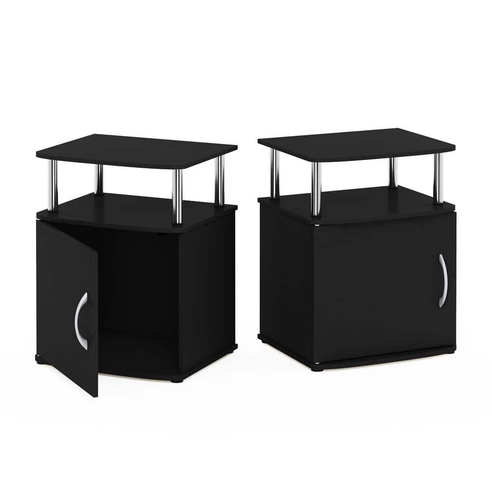Americano Wood and Chrome End Table with Storage