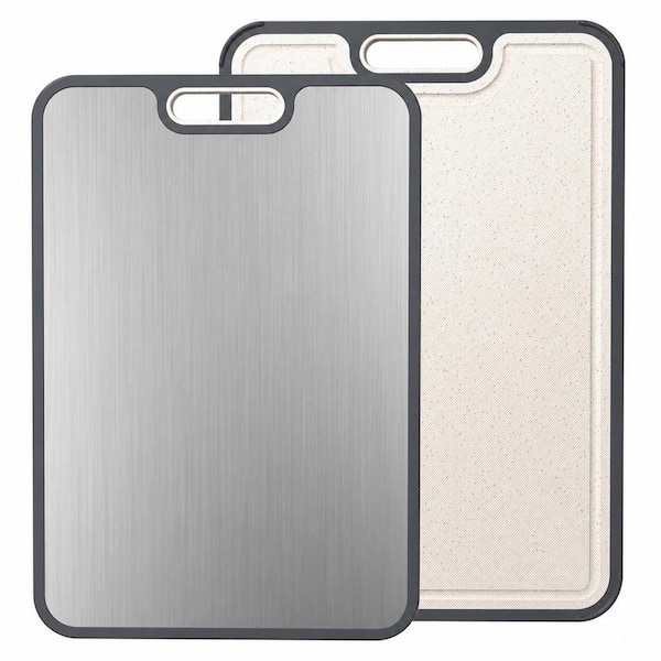 Double-Sided Titanium and Wheat Straw PP Cutting Board, Food Grade, 16 x 11 in. Easy to Clean Kitchen Board