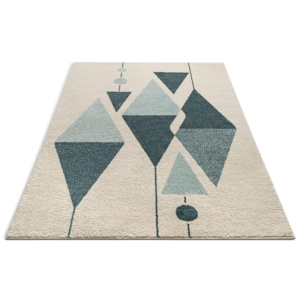 Geometric Machine Woven Cotton/Polyester Area Rug in Blue Foundry Select Rug Size: Rectangle 6'5 x 9'5