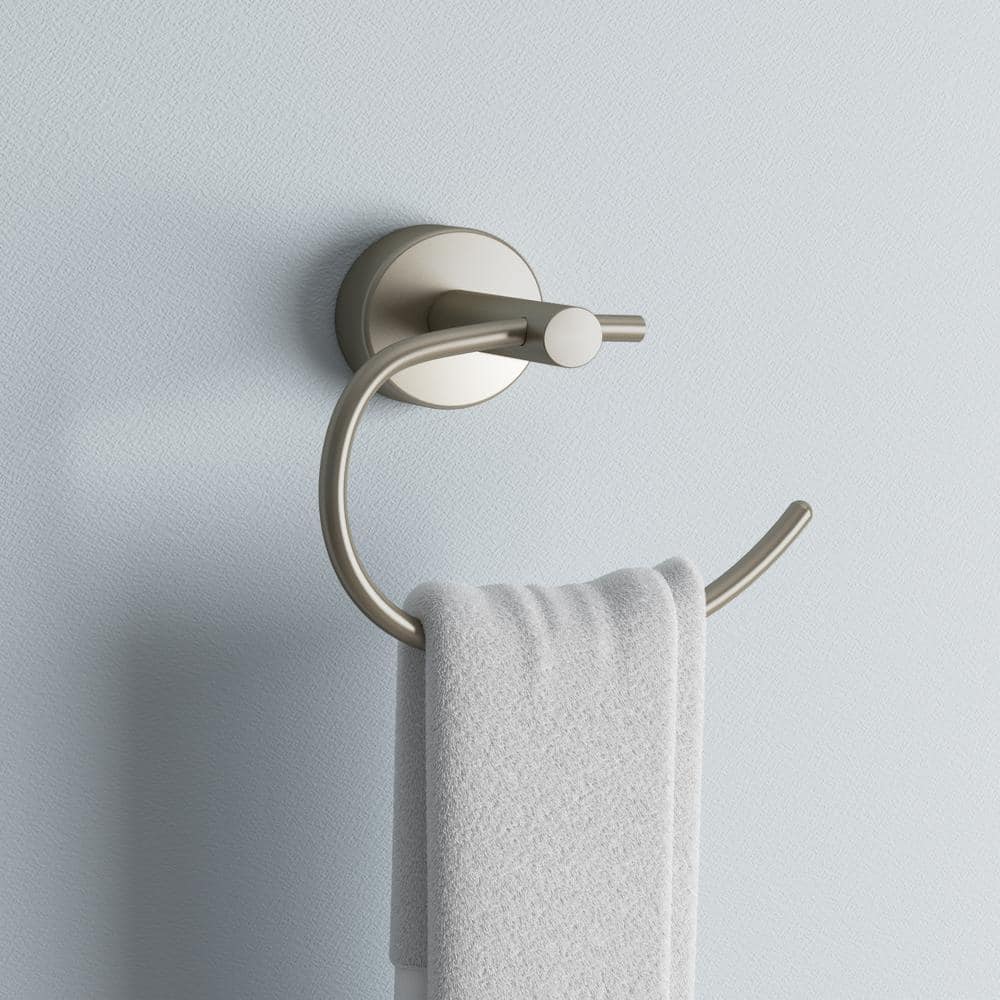 Brushed Nickel Rectangular Wall Mounted Towel Ring