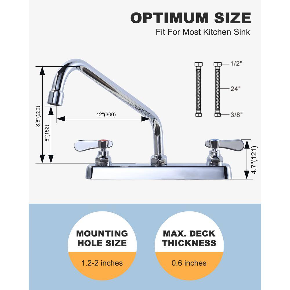 Polished Chrome Dual Handle Kitchen Faucet with Swivel Spout