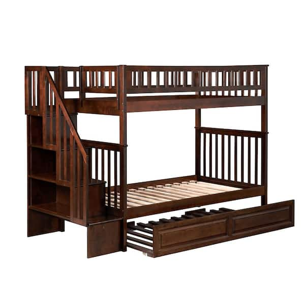 AFI Woodland Staircase Bunk Bed Twin over Twin with Twin Size Raised ...