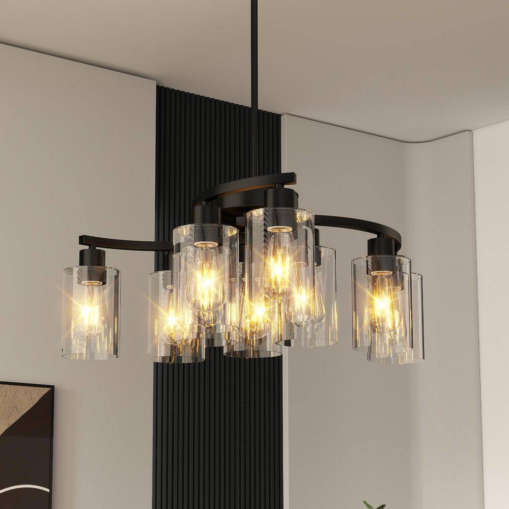 9-Light Metal Black Chandelier with Clear Glass Shade Adjustable Height Hanging Industrial Pendant Lights price history on PriceWatchPro