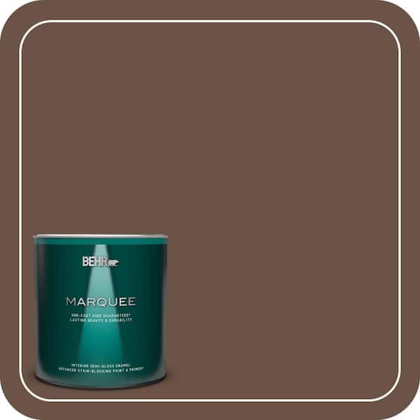 BEHR MARQUEE 1 qt. #MQ2-05A Authentic Brown One-Coat Hide Semi-Gloss Enamel Interior Paint & Primer