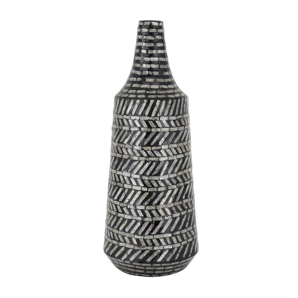 Modern Black and White Mother of Pearl Bud Vase