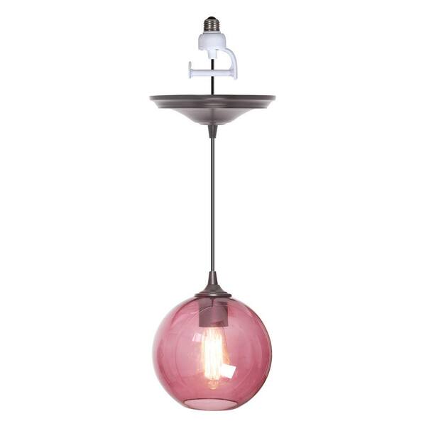Worth Home Products 1-Light Brushed Bronze Instant Pendant Light Conversion Kit with Plumb Glass Globe Shade