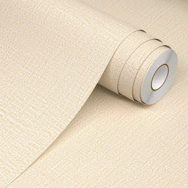 Beige Modern Grasscloth Removable Contact Paper Textured Peel and Stick Wallpaper Roll