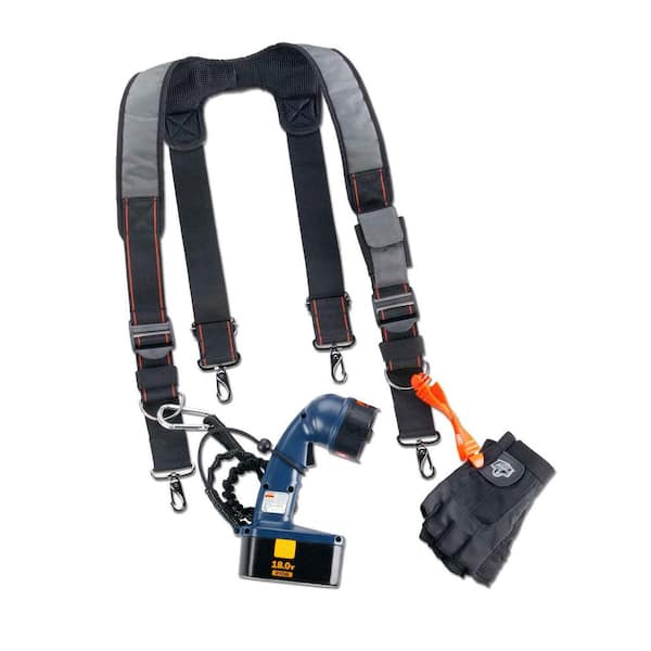 Men's Universal Sized Gray Polyester Padded Tool Belt Suspenders