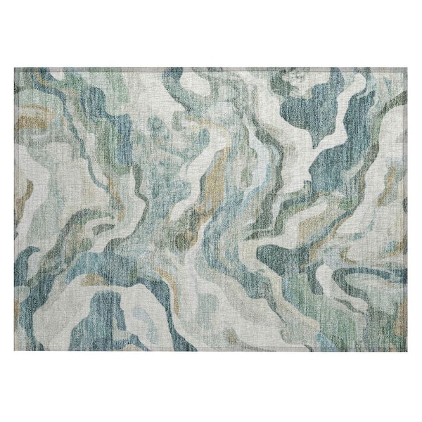 Chantille Machine Washable Indoor/Outdoor Abstract ACN2162 Teal 1 ft. 8 in. x 2 ft. 6 in. Accent Rug