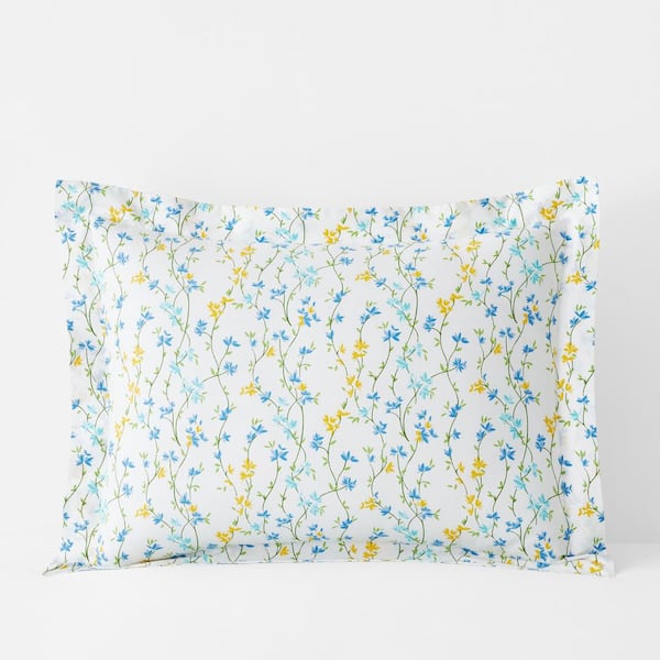 The Company Store Legends Hotel Summer Sprig White Multi Egyptian Cotton Percale King Sham