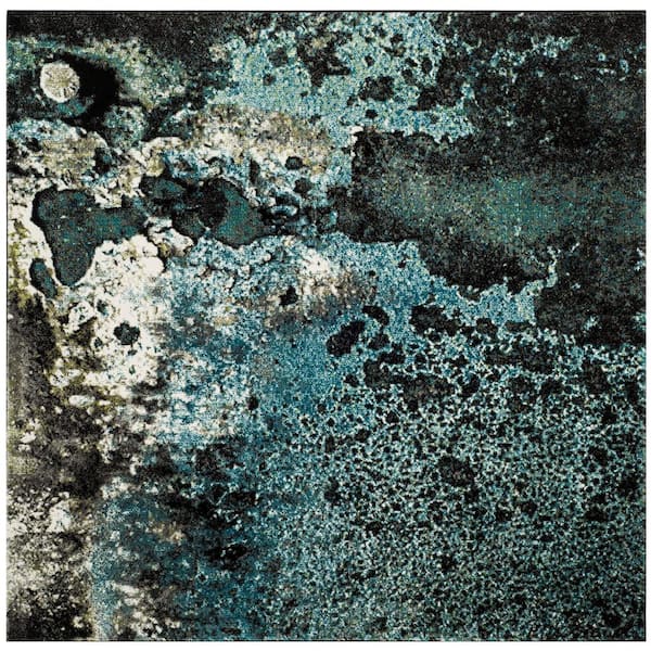 SAFAVIEH Glacier Blue/Multi 7 ft. x 7 ft. Square Geometric Area Rug