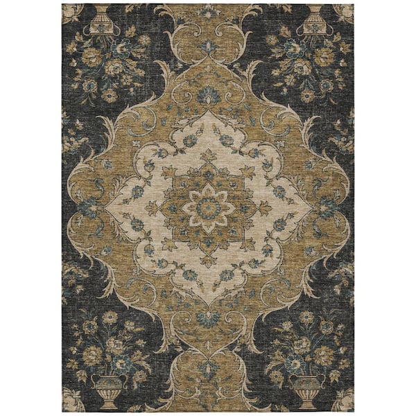Chantille Machine Washable Indoor/Outdoor Abstract ACN3080 Black 3 ft. x 5 ft. Area Rug