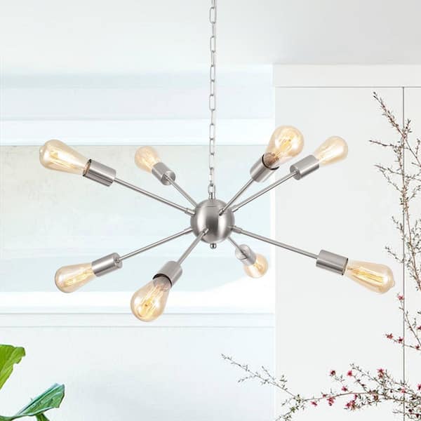 ETONIMERR Aura 23.5 in. 8-Light Chrome Modern Sputnik Chandelier