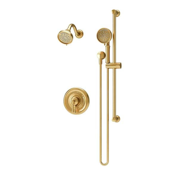 Braston Wall Mount 1-Handle 7-Spray Dual Fixed and Handheld Shower Head in Brushed Bronze 1.5 GPM (Valve Not Included)