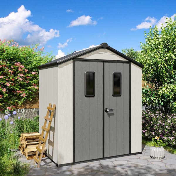 6 ft. x 4 ft. Durable Resin Garden Outdoor Storage Shed with Floor and Sloping Roof (24 sq. ft. )