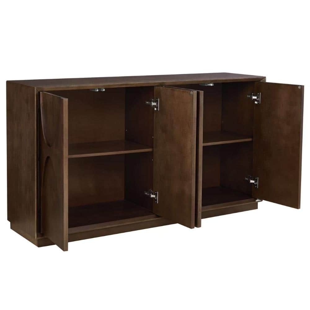 Natural Walnut 32.28 in. Accent Cabinet Office Storage Cabinet with 4 Shelves and Push-to-Open Doors