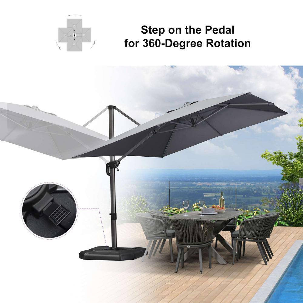 Light Gray Aluminum Cantilever Patio Umbrella with Stand