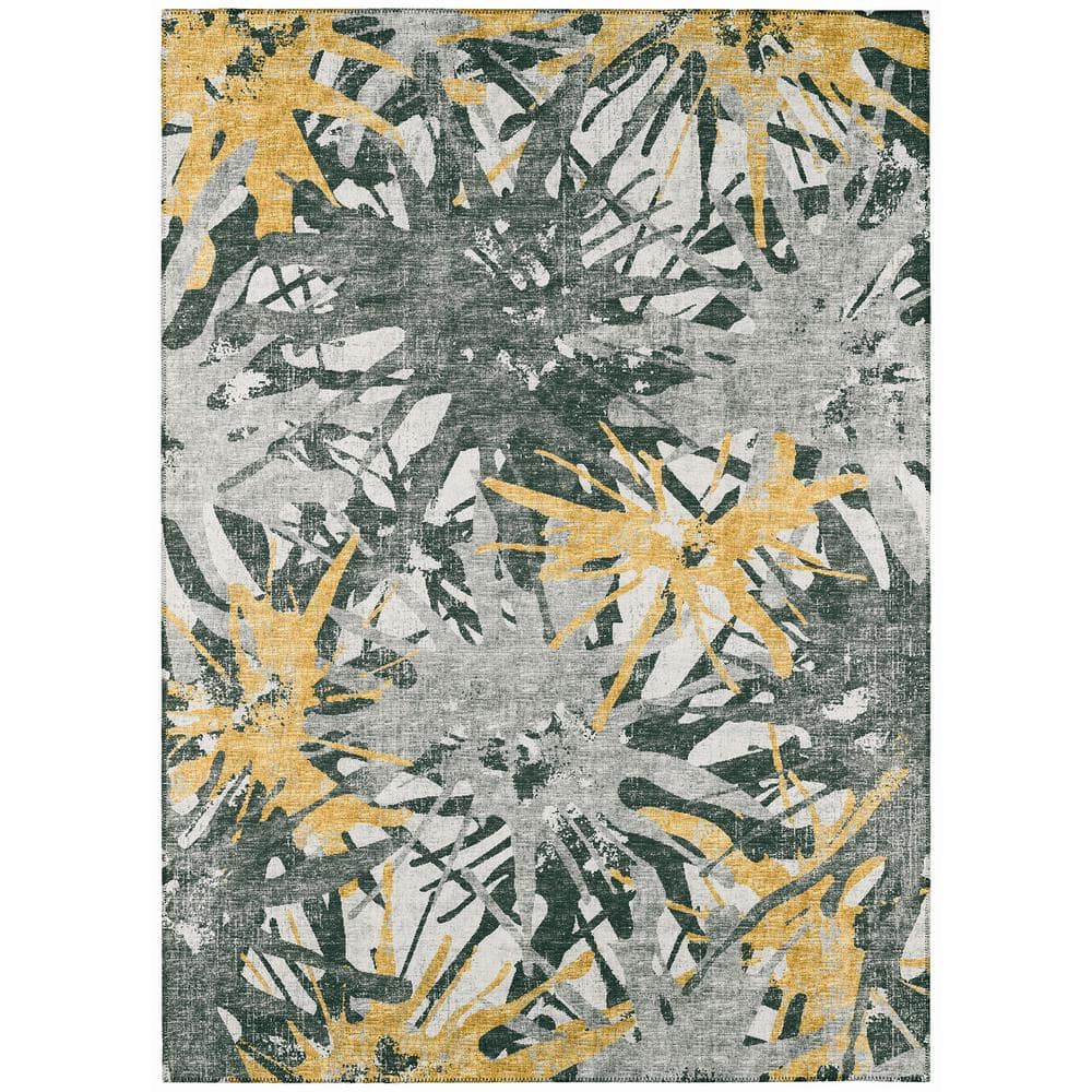 Bravado Gold 10 ft. x 14 ft. Geometric Indoor/Outdoor Washable Area Rug