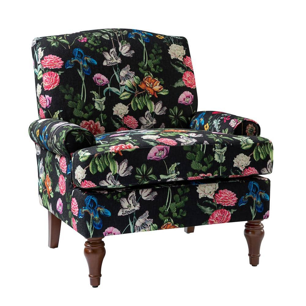 Black floral accent chair hot sale