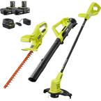 ONE+ 18V Cordless Battery String Trimmer/Edger, Hedge Trimmer, Blower (3-Tool) w/ (2) 2.0 Ah Batteries and (1) Charger