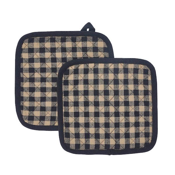 VHC BRANDS Black Check Cotton Pot Holder (2-Pack)