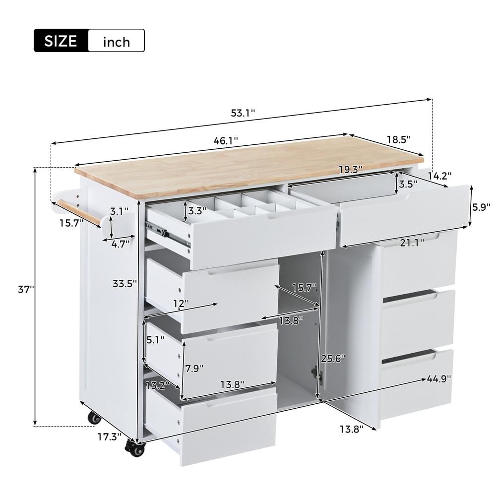 Outdoor Grill Cart with 8 Handle-Free Drawers Including a Flatware Organize