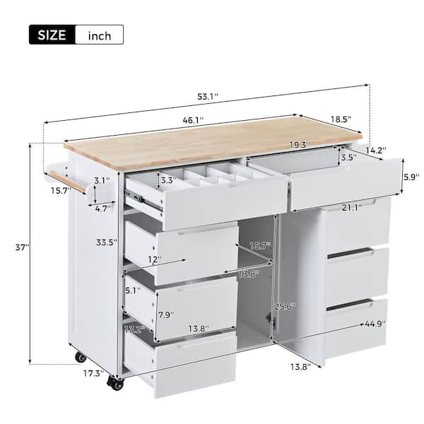 Unbranded Outdoor Grill Cart with 8 Handle-Free Drawers Including a Flatware Organizer and 5 Wheels