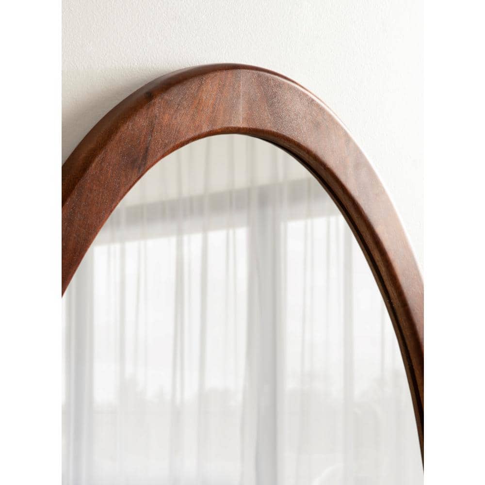 McKinder Asymmetrical Walnut Brown Mango Wood Wall Mirror