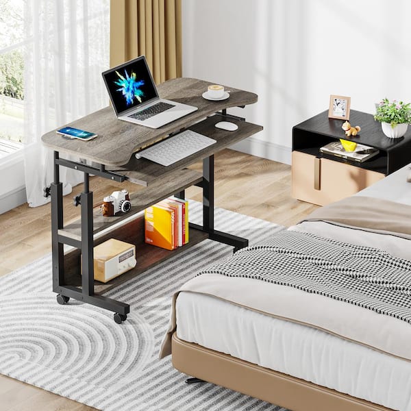 BYBLIGHT Moronia Grey Portable Desk with Wireless Charging Station 