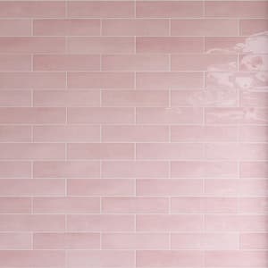 Cyra Pink 2.95 in. x 11.81 in. Polished Ceramic Subway Wall Tile (10.76 sq. ft./Case)