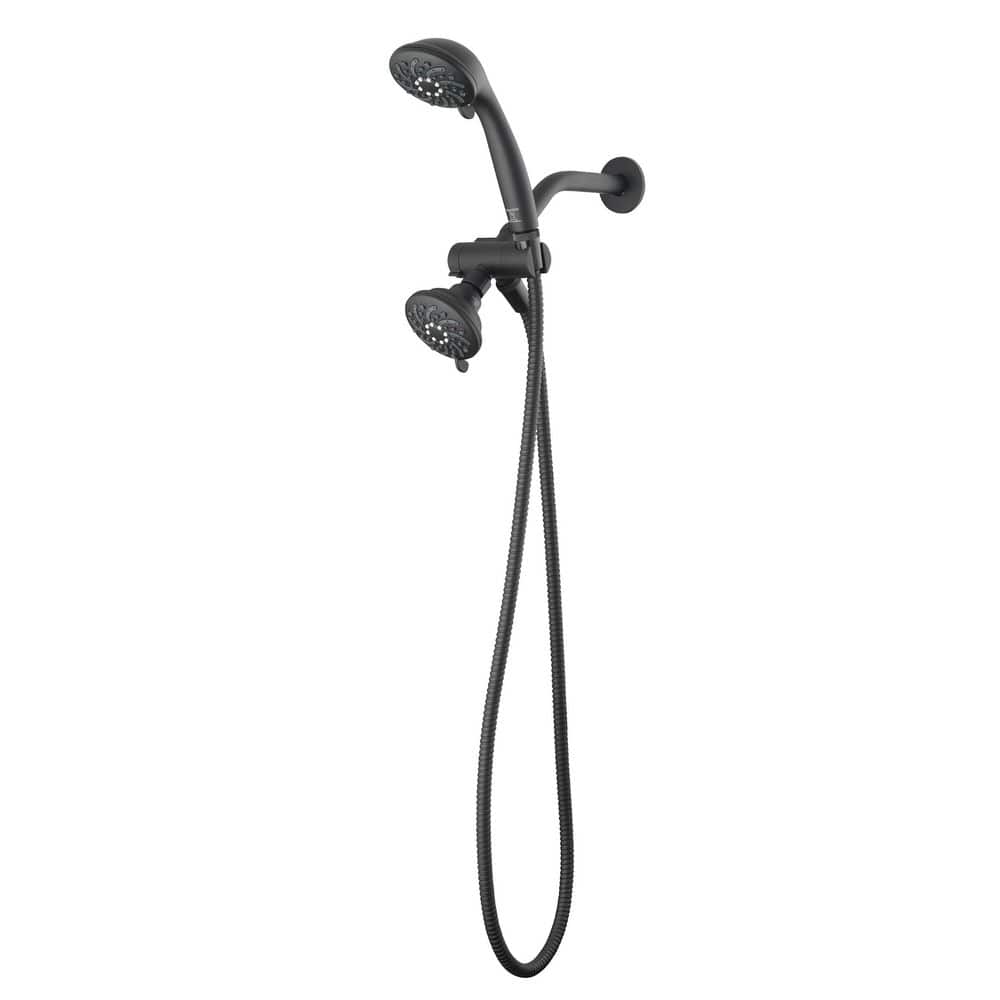 3-Spray 3.5 in. Dual Wall Mount Shower Head and Handheld Shower Head with 1