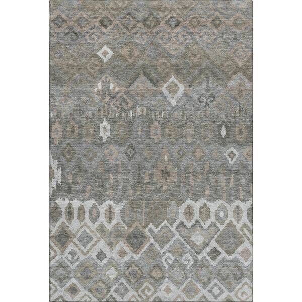 Mayfield Premium Machine Washable Abstract AMF2304 Pewter 10 ft. x 14 ft. Area Rug