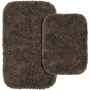 Serendipity Chocolate 21 in. x 34 in. Washable Bathroom 2-Piece Rug Set