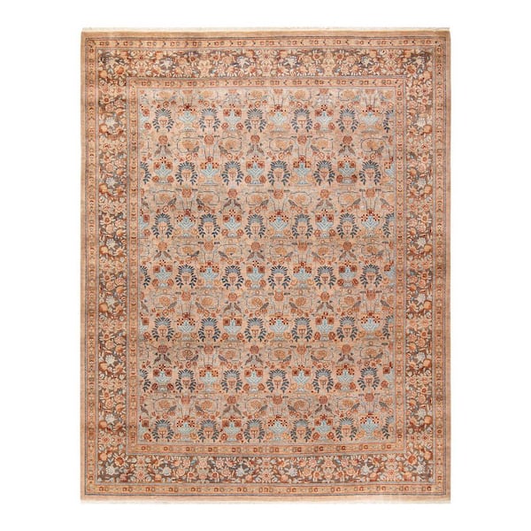 8 ft. x 10 ft. Beige Mogul Oriental Wool Indoor Area Rug