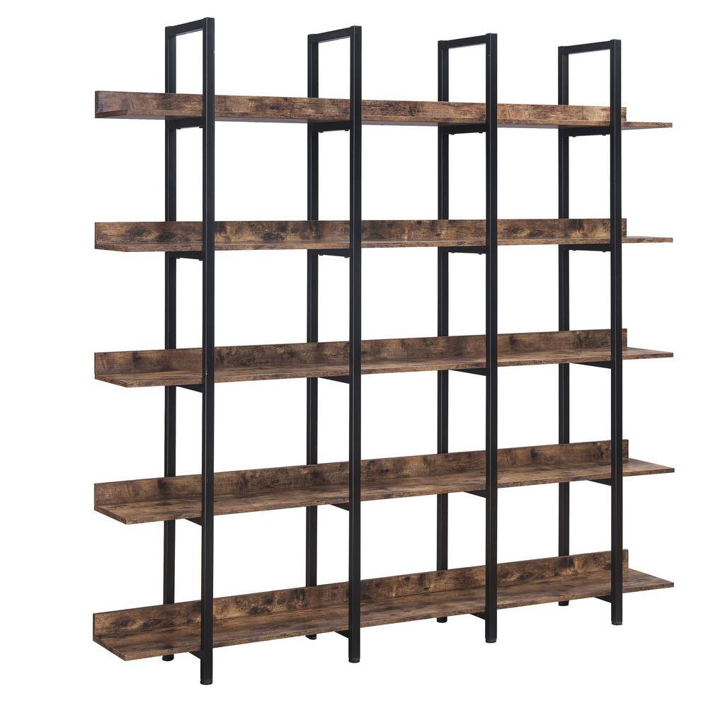 aisword 70.9 in. 5 Tier Bookcase Home Office Open Bookshelf, Vintage ...