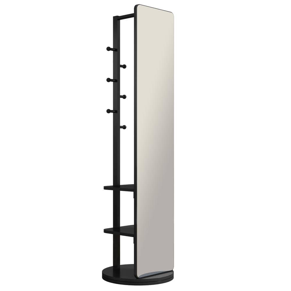 Black 20 in. W x 69 in. H Rectangle Solid Wood Full Length Mirror with Hang
