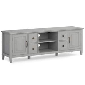 Connaught SOLID WOOD 72 in. Wide Traditional TV Media Stand in Fog Grey For TVs up to 80 in.