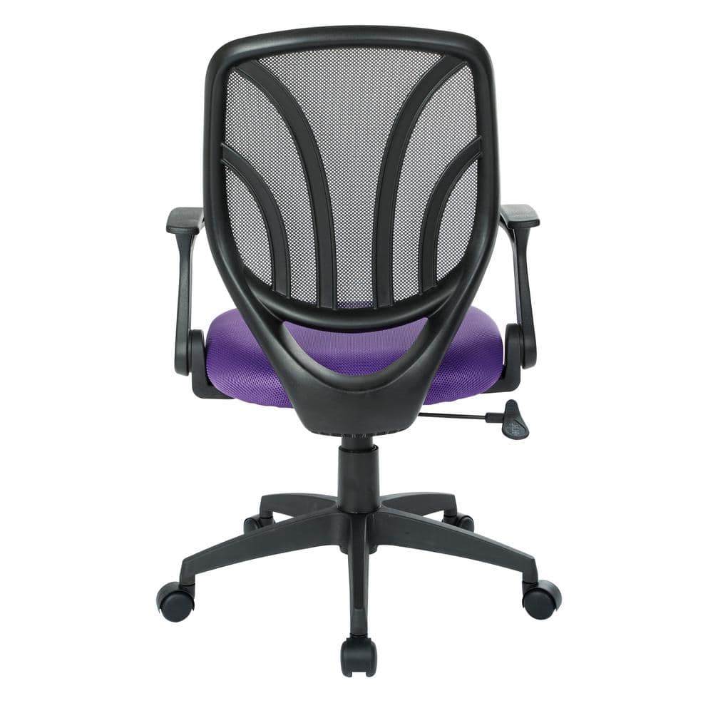 Purple Mesh Adjustable Task Chair with Flip Arms