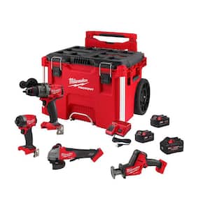 M18 FUEL 18V Lith-Ion Cordless Combo Kit w/ (2) 5.0 Ah Battery, Charger, PACKOUT Tool Box, & 8.0 Battery (4-Tool)