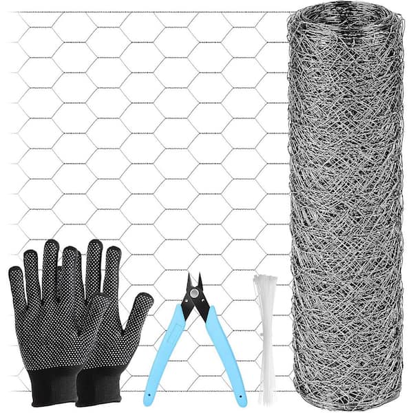 13.8 in. x 590 in. Galvanized Iron Floral Chicken Wire Mesh Netting to Protect Poultry Plant Fruit Livestock Fencing