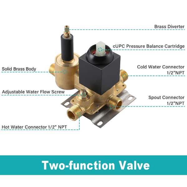 Single-Handle 1-Spray Square High Pressure Shower Faucet in Matte Black (Valve Included)