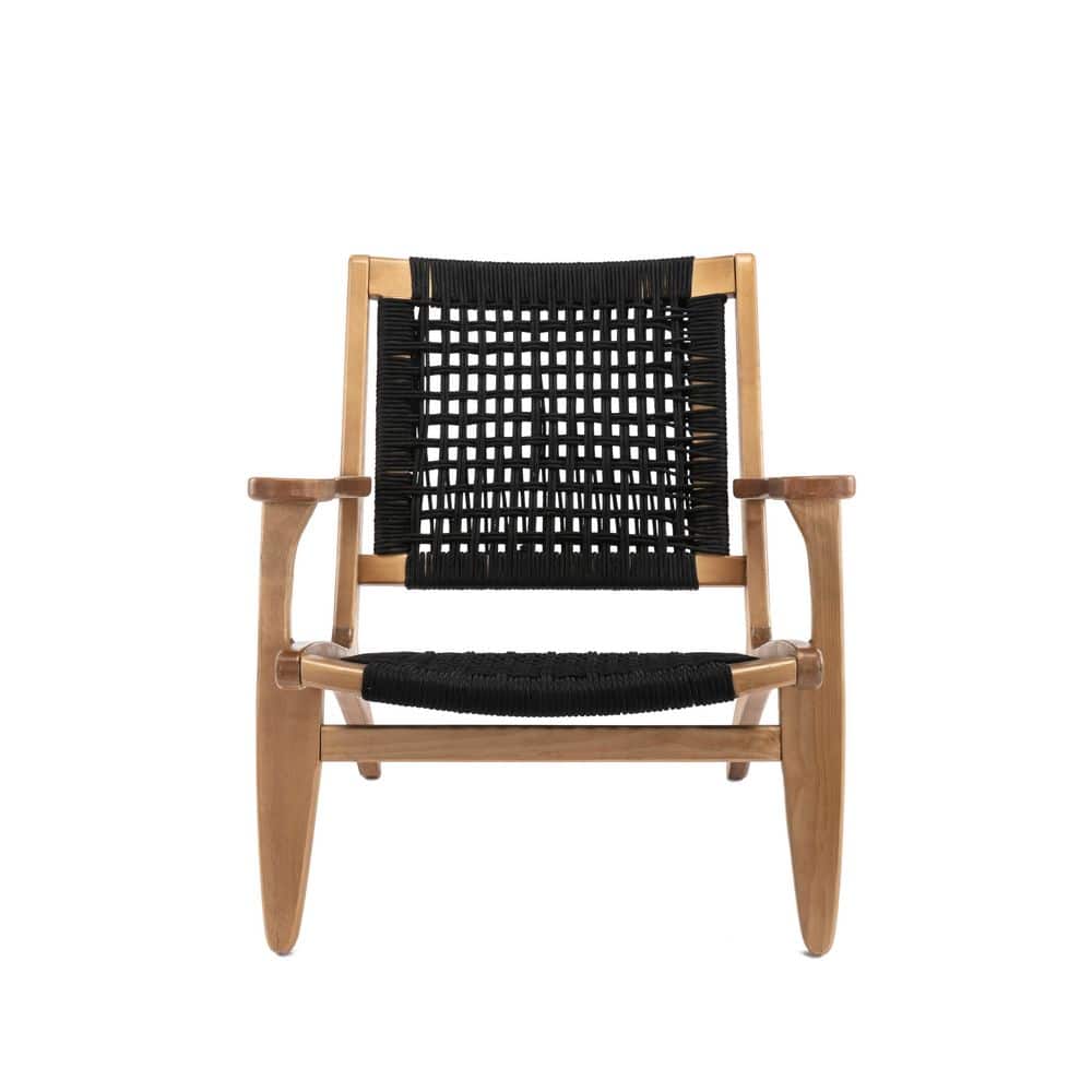 Black and Natural Woven Rope Accent Chair