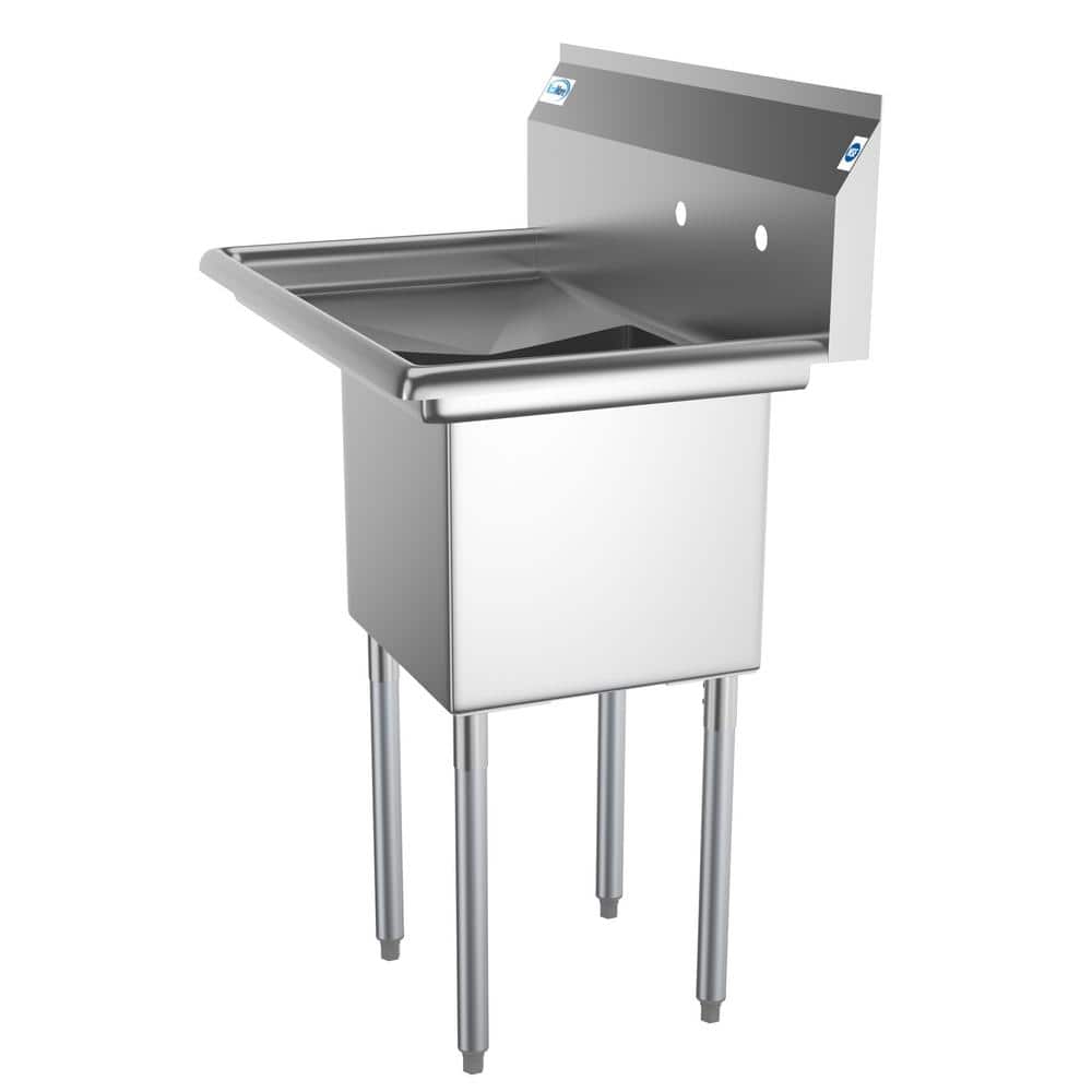33'' Brushed Stainless Steel Wall Mount Commercial Sink with Drainboard