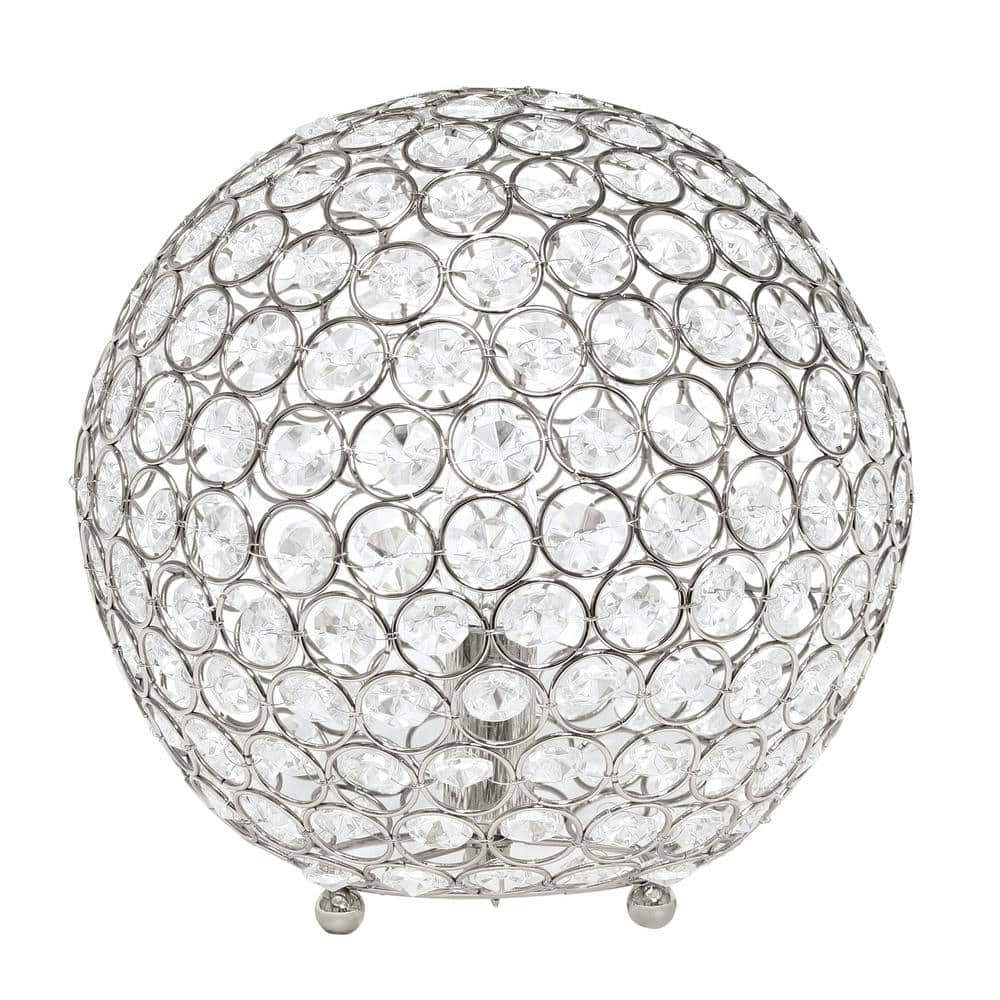 Elegant Designs 10 in. Chrome Crystal Ball Sequin Table Lamp LT1067-CHR ...