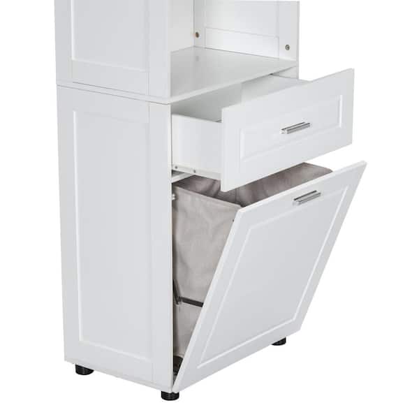 25 in. W x 16 in. D x 70 in. H White Linen Cabinet with Adjustable Shelf