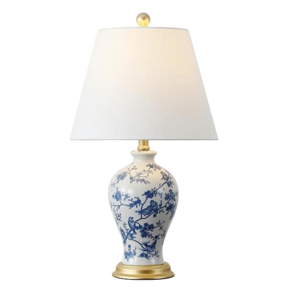 Grace 24 in. Blue/White Floral Classic LED Table Lamp