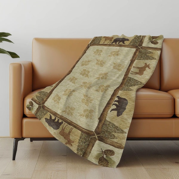 Premium Machine Washable ASB142 Khaki 50 in. x 70 in. Sherpa Throw Blanket